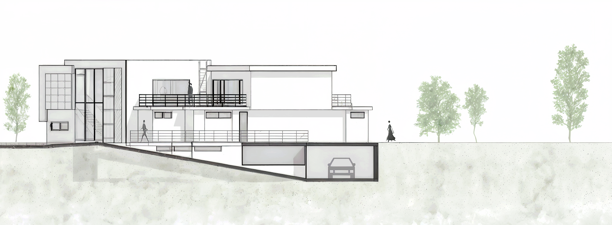 Corte arquitectónico de Casa OPA